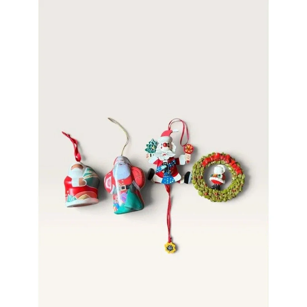 Vintage Assorted Santa Claus Holiday Ornaments Set of 4